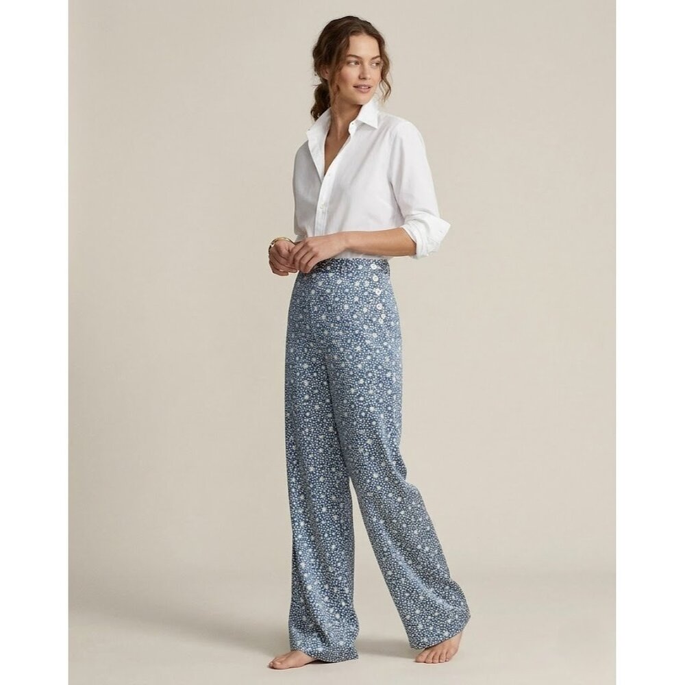 NWT Polo Ralph Lauren Radiant Starburst-Motif Satin Wide-Leg Pants 2 $498